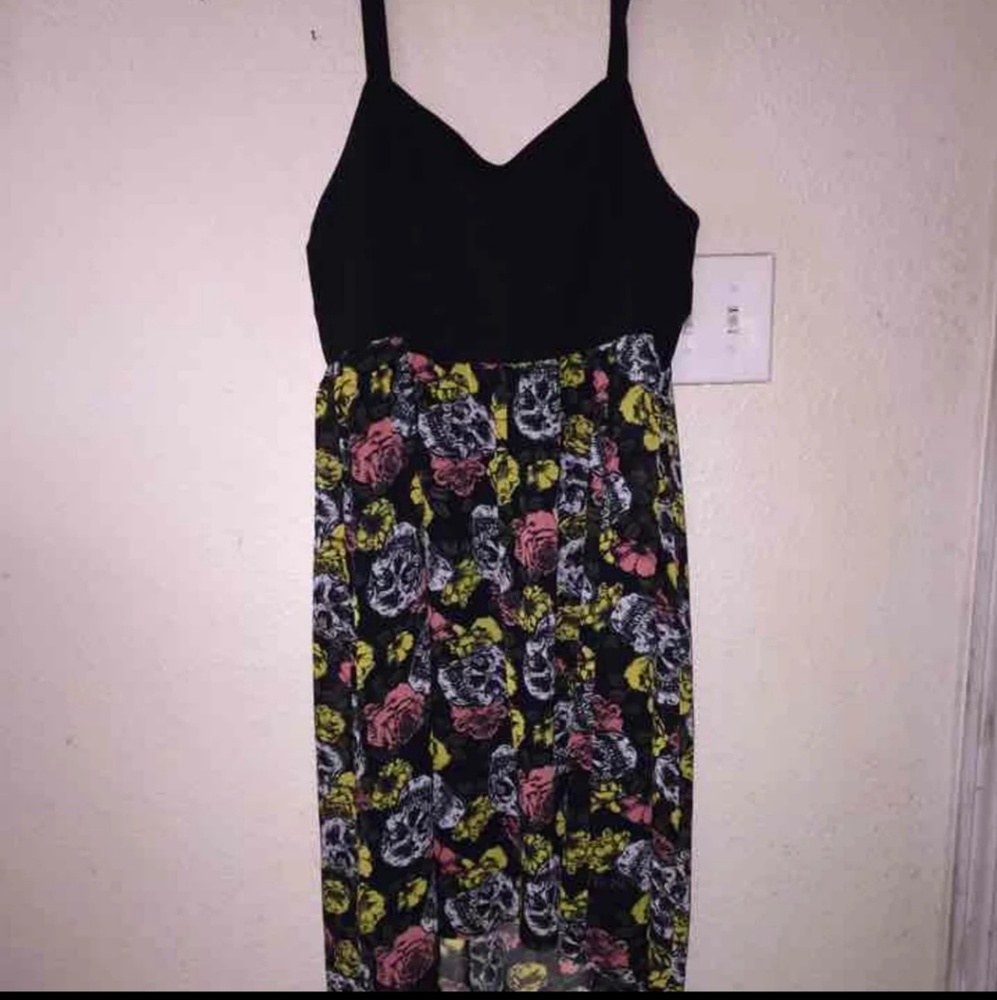 Torrid Chiffon Floral Skull Hi-Low Dress Size 24